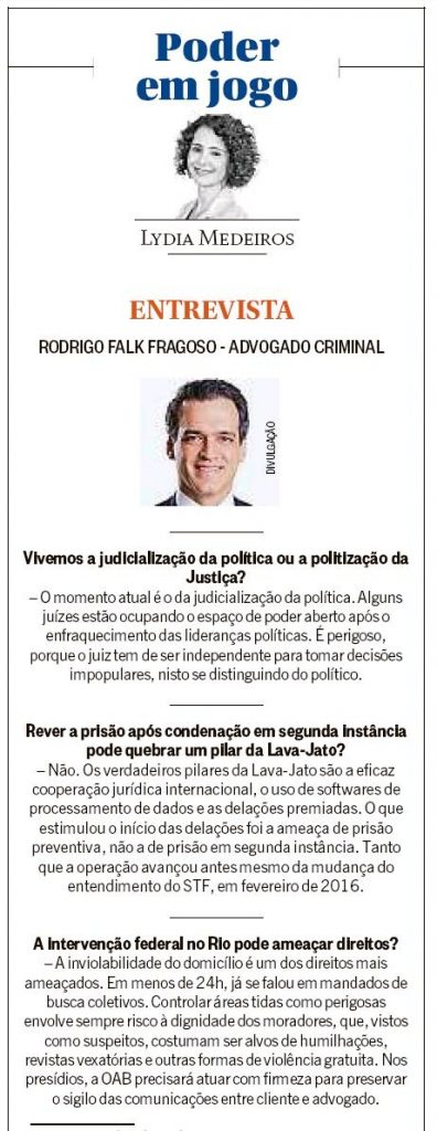 Entrevista De Rodrigo Falk Fragoso Ao O Globo Fragoso Advogados