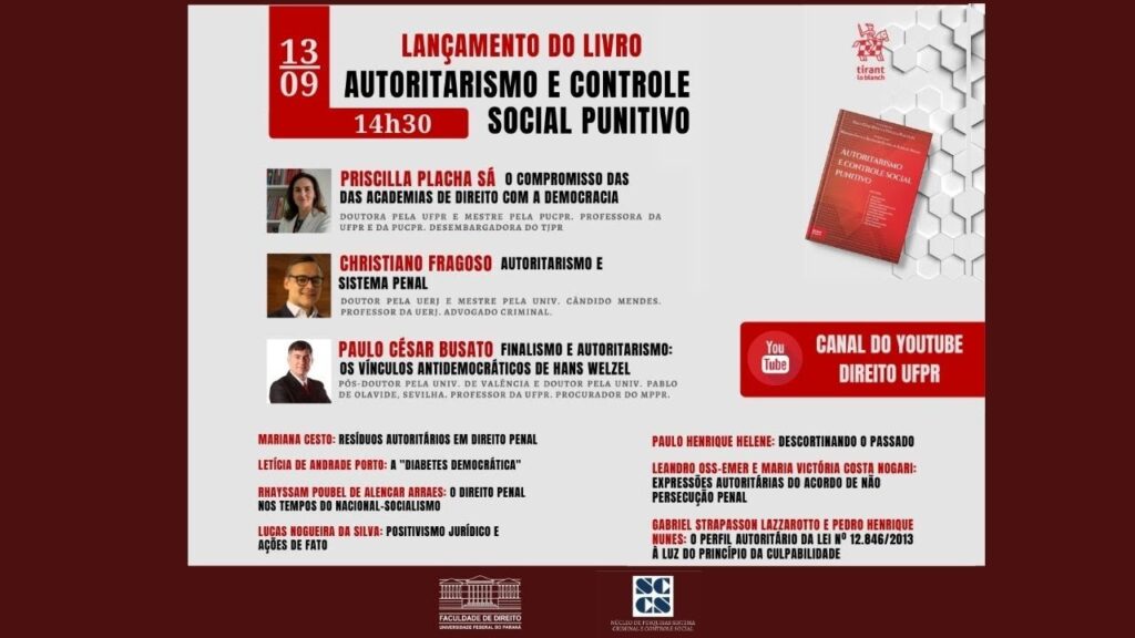 Evento de Lançamento do Livro Autoritarismo e Controle Social Punitivo